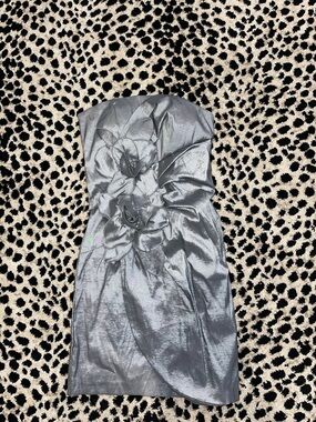 My Michelle Silver Strapless Floral Cocktail Dress